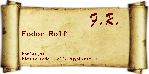 Fodor Rolf névjegykártya